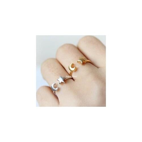 European and American popular, adjustable star and crescent rings and star rings cute simple rings, gifts for friends