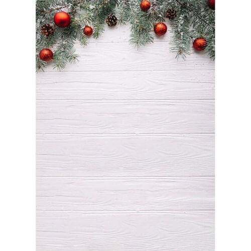 Christmas Ball Bauble Pine Photo Backdrops Wooden Board Party Decor Photographic Background Photocall Photo Studio for Children