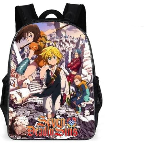 Japan Cartoon The Seven Deadly Sins Backpack Shoulder School Students Bags Meliodas Soild Rucksack