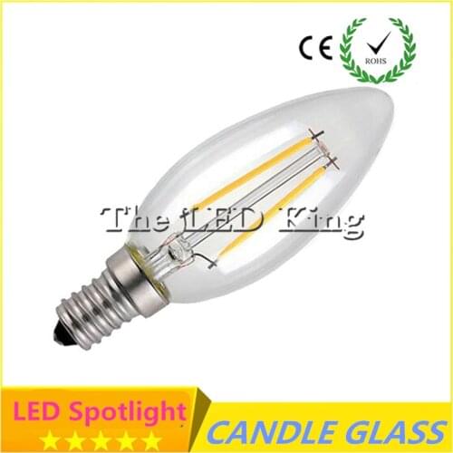 Super Bright New Design LED Filament E14 Bulb 6W 12W AC 220V Dimmable Lamp Edison Glass Candle Lights Lighting For Chandelier