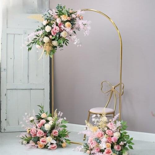 Wedding Arch Props Wrought Iron Round Arc Artificial Flower Frame Geometric Stand Party Birthday Background Balloon Arch Display