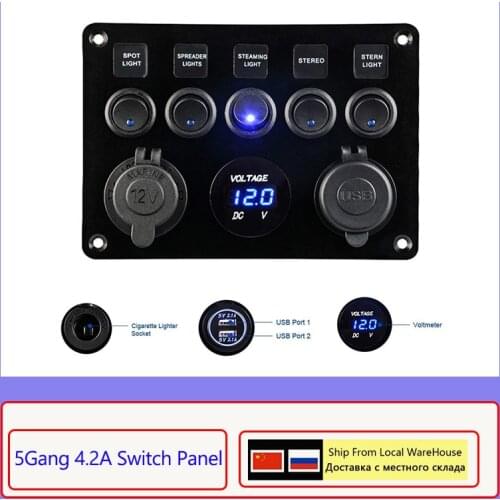 Toggle Rocker Switch Panel For BMW E46 Audi A4 B8 Car Marine Boat Digital Voltmeter Dual USB Port 12V Button Switch Accessories