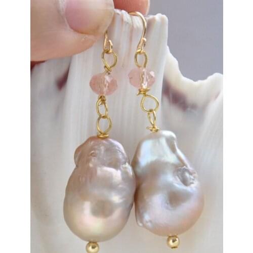 Xiuli 00370 baroque purple keshi reborn pearl faceted pink crystal dangle