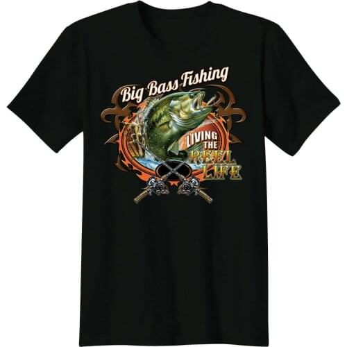 Big Bass Fishing Living The Reel Life Fish Rods Funny T-Shirt Tee