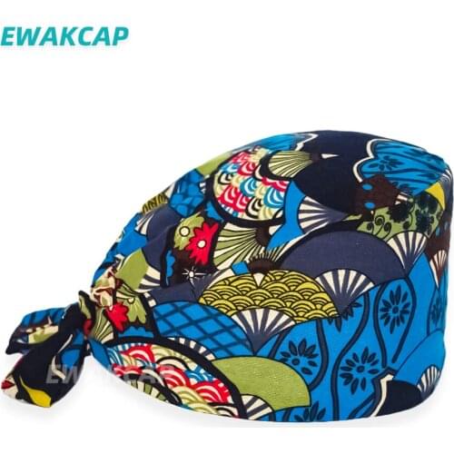Women Surgicals cap Adjustable Anime Printing Scrub Hat Beauty Salon Pet Shop Lab Nurse Working Accessories Nursing Caps for Men