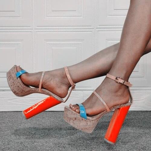 FGHGF NEW 13CM Womens High Heel Sandals Multi-Color Fashion Sexy Platform Shoes