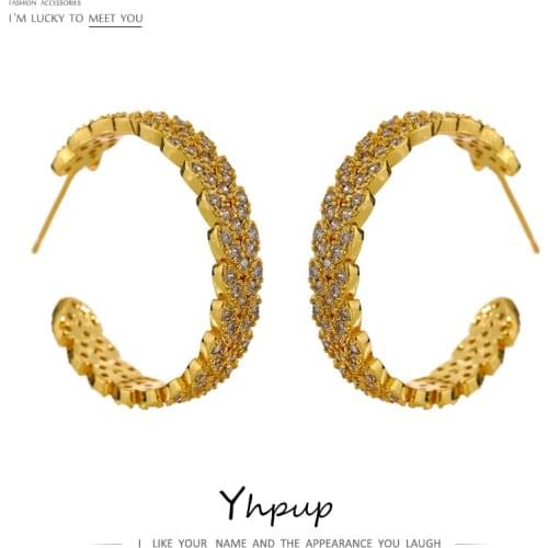 Yhpup Exquisite Cubic Zirconia Butterfly Stud Earrings for Women Metal 18 K Copper 2021 Earrings Summer Jewelry Bijoux Femme