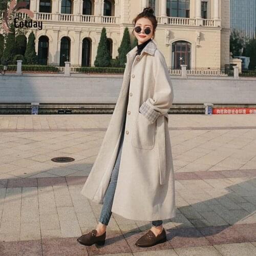 Cotday Ivory Single-Breasted Office Style Lady Hepburn Style Long Thick Jacket Winter Warm Casual Woolen Blend Coat For Women