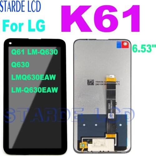 6.53" For LG K61 LMQ630EAW LM-Q630EAW LCD Display Touch Screen Digitizer Assembly with Bezel Frame Q61 LM-Q630 Q630 LCD