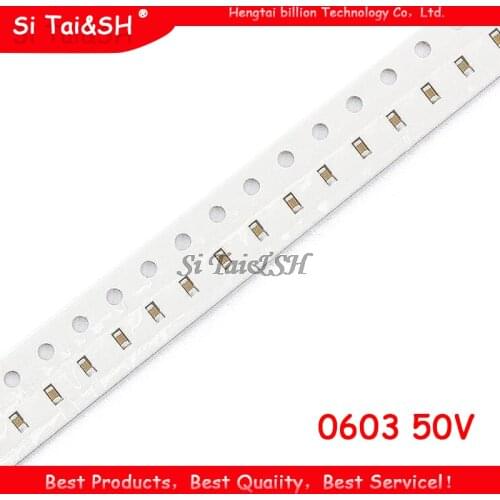100pcs 0603 50V SMD Thick Film Chip Multilayer Ceramic Capacitor 1pF - 22uF 10NF 100NF 1UF 2.2UF 4.7UF 10UF 1NF 100PF
