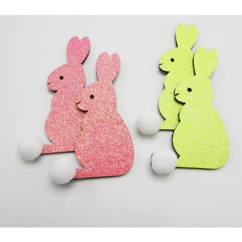 100pcs/lot Glitter rabbit Easter Bunny pompon padded applique crafts for headwear bag shoe garment accessories