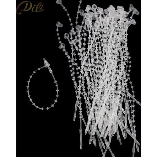 1000 Pcs Transparent Security Tie 7" Garment Hang Tag Knot String Plastic Ball Chain Cords For Hang Tag Price Label