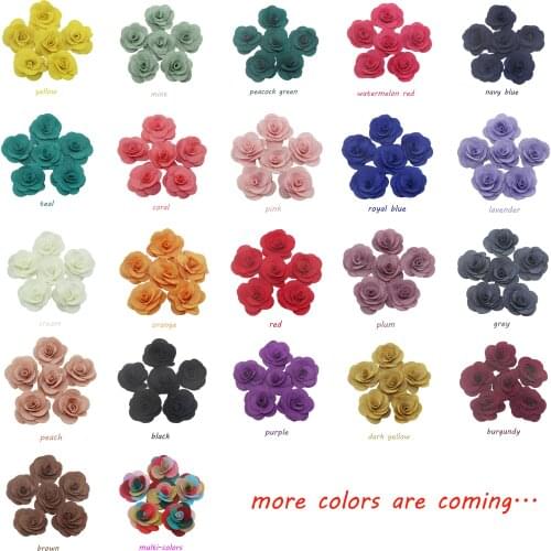 24pcs/bag 4cm artificial camellia flower fabric rose hair flower DIY supplies wedding bouquet household decoration