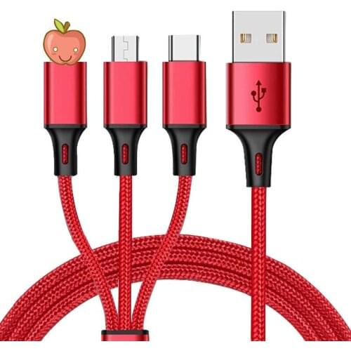 3 in 1 USB Charging Cable for iPhone 6 7 8 X 11 Pro Samsung LG Xiaomi Redmi Huawei Honor OnePlus Android Phone Charger Wire 1.2m