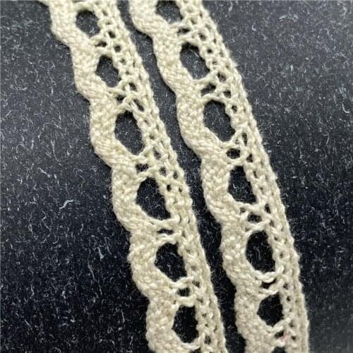 3Yards/lot 10mm Apparel Sewing Fabric Ivory Cream Trim Cotton Crocheted Lace Fabric Ribbon Handmade Accessori #03