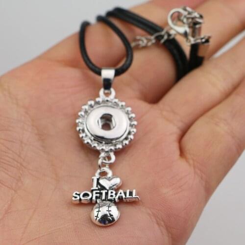 6PCS 45cm leather chain 12mm Snap Button Pendant Necklace For Women Men DIY Snap Jewelry Accessories NXL054