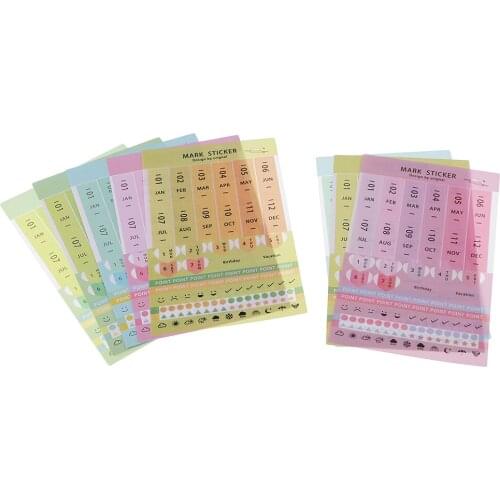 8 Sheet Mini DIY Paper PVC Monthly Calendar Index Tabs Reminder Stickers Flags for Planner Diary Journal Scrapbooking