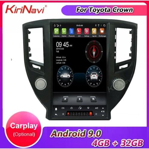 KiriNavi Telsa Style Vertical Screen 13.6" Android 9.0 Car Radio For Toyota crown Car Dvd Player Auto GPS Navigation 2015-2018