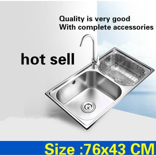 Free shipping High quality standard kitchen double groove sink wash the dishes 304 food grade stainless steel hot sell 76x43 CM
