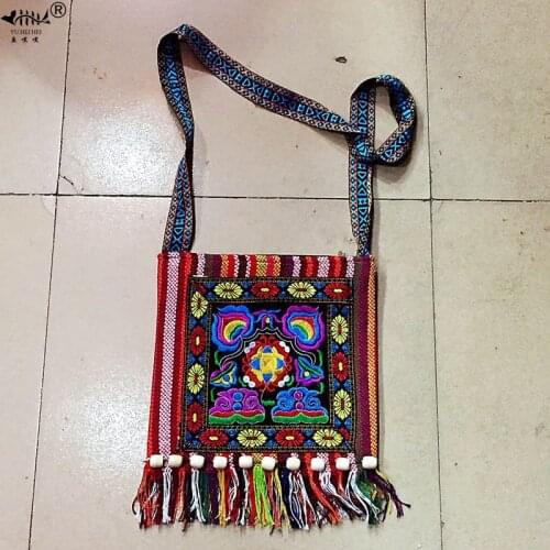 Beads Bohemian Embroidery Flower Bags Fringe Bag Women Shoulder Crossbody Bags Vintage Fringe Tassel Hippie Bag Womens Handbags