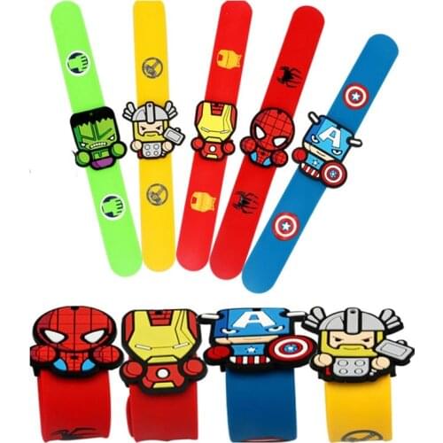 Disney Marvel Hero Cartoon Bracelet Spiderman Hulk Capitan America Anime Figure Wristand Toys for Kids Boys Christmas Gifts