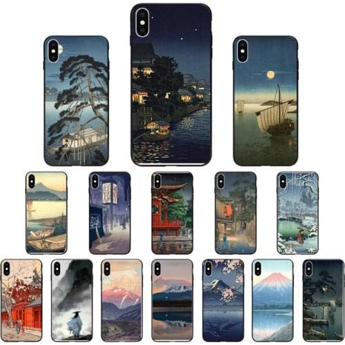 Japanese style Art Crane Fuji Mountain Wave Phone Case For iphone 12 XR 11 Pro Max XS MAX 8 7 6 6S Plus X 5 5S SE