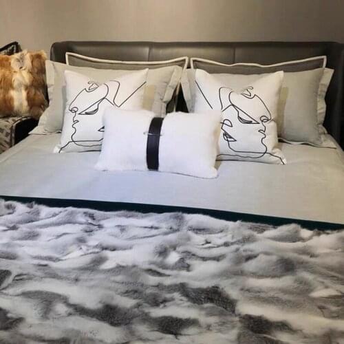 CX-D-11 150x200cm Patchwork Rabbit Fur Warm Elegant Cozy Fluffy Fur Throw Blanket