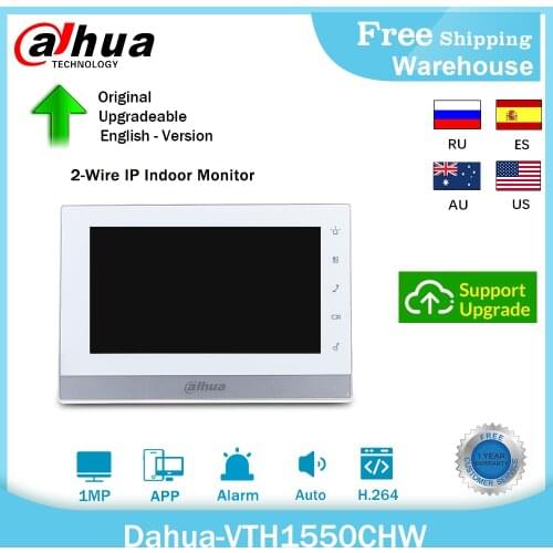 Dahua VTH1550CHW-2 960P 7in Bulit-in SD Card Slot 2-Wire IP Indoor Monitor Remote Control App Indoor Machine For Video Intercom