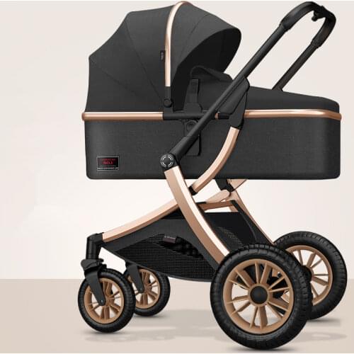 High Landscape Baby Stroller 3 in 1 Baby Wheelchair Portable Adjustable Pink Stroller Travel Pram Pushchair with Many Free Gifts
