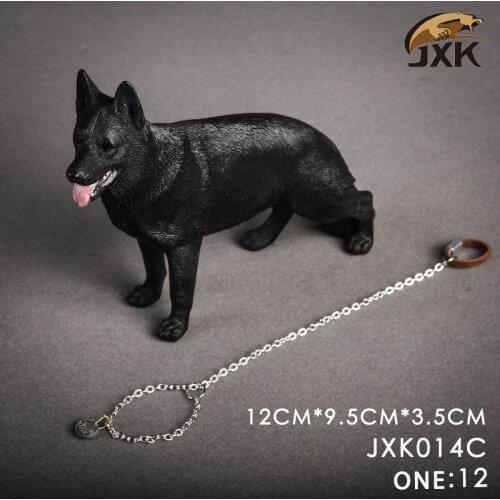 JXK 1/12 Scale Action Figure Scene Pet Model German Shepherd Police Dog Series Simulation Animal Model Desktop Decoration