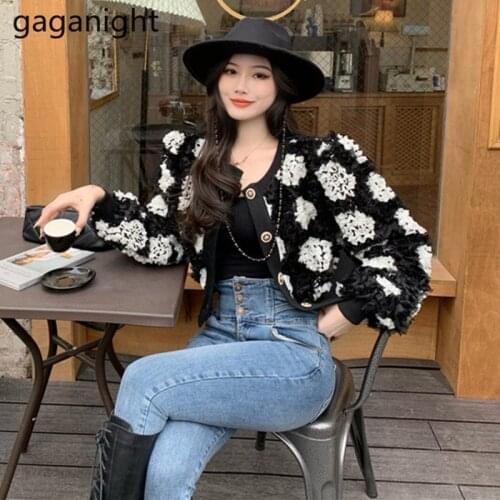 Gaganight Mesh Appliques Flower Women Coat Long Sleeve O Neck Ladies Korean Crop Jackets 2021 Spring Outwear Tops Dropshipping