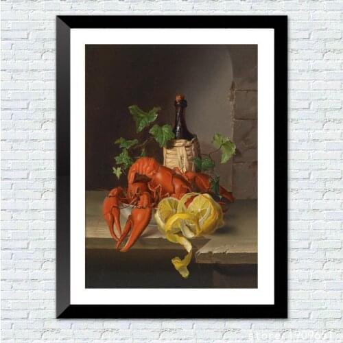 Cotton no frame classical still life lobster lemon canvas printings oil painting printed on cotton wall art decoration pictures