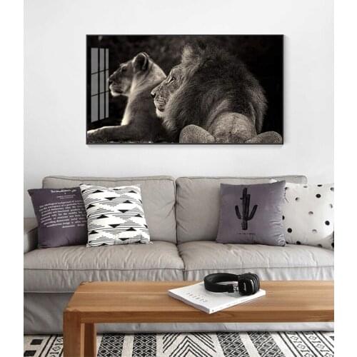 Art Pictures For Living Room Cuadros Home Decor Poster Canvas Painting Wall Art Black Lion Animal Posters and Prints Wall