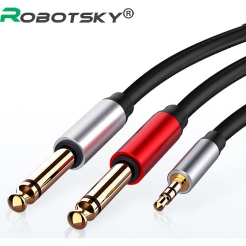 3.5mm Jack Cable To Double 6.5mm Adapter Jack Audio Cable Male To Male Cable For Mixer Amplifier Speaker 3.5 Auxiliary Adapter