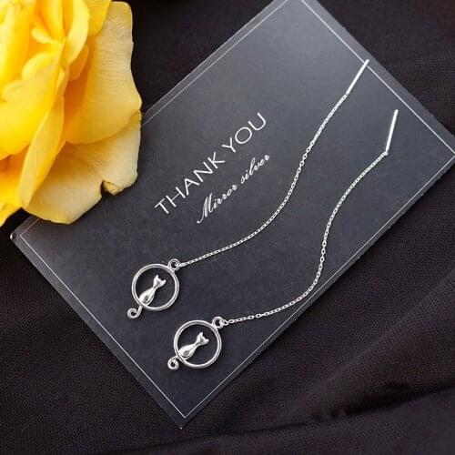Korean Version of Retro Vintage Long Moon Cat Earrings For Women Punk Geometric Earrings 2021 New Trendy Jewelry