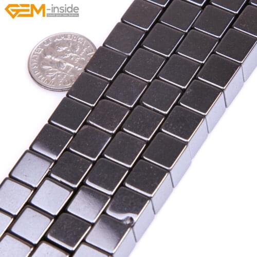 Gem-inside Natural Cube Magnetic Hematite Healing Stone Beads For Jewelry Making Bracelet Necklace 8mm 15inches DIY