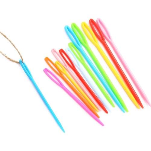 Mix Color 20Pcs 7cm 9cm Plastic Knitting Needles Crochet Hooks Wool Yarn Needle Children DIY Sweater Weaving Tools Accessory