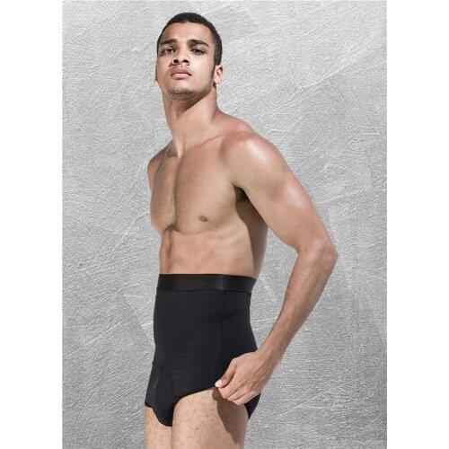 2019 Mens High Waist Slimmer Body Shaper Tummy Control Shapewear Double-Layer Belt Anti-Curling Briefs Triangle Underwear