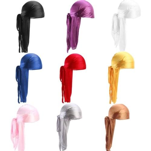 Local stock Mens Satin Durags Bandanna Turban Wigs Men Silky Durag Headwear Headband Pirate Hat Hair Accessories