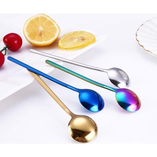 304 Stainless Steel Dinnerware Set Tea Coffee Mixing Spoon With Long Handle Dessert Coffee Ice Cream Spoons Kitchen Accessories