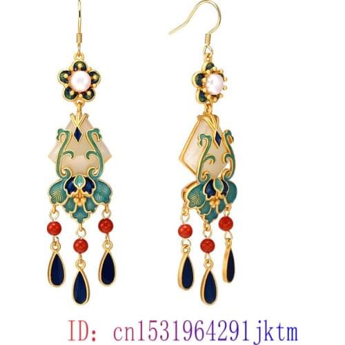 Jade Flower Earrings Jewelry Women Crystal Green 925 Silver Natural Gemstone Chalcedony Gifts Zircon Fashion Amulet