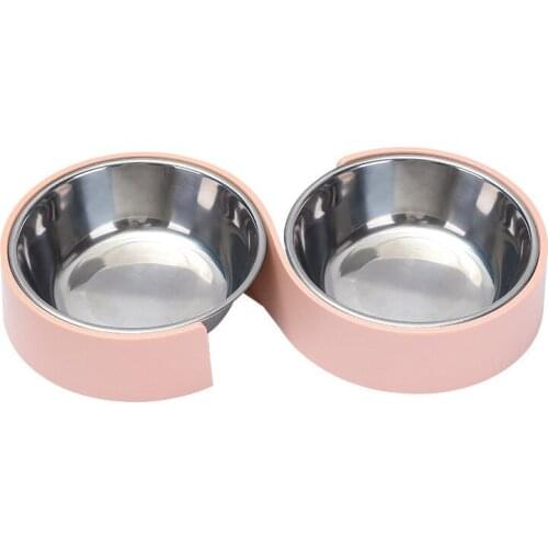New Non-slip Double Pet Bowls Household Food Water Feeder Cat Puppy Feeding Dog Accessories Stainless Steel Pet Supplies