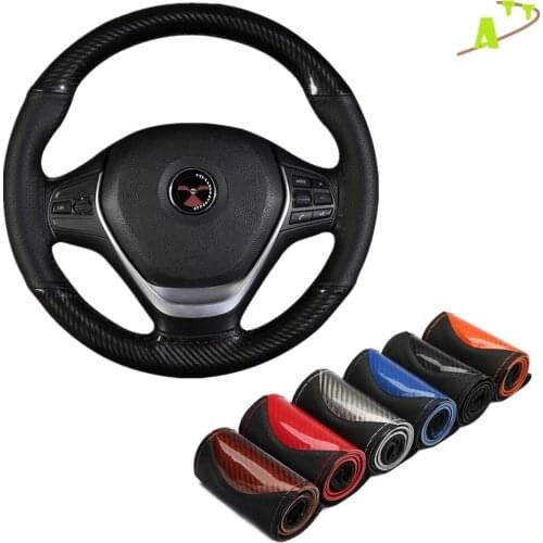 Sport Carbon Style Hand-Stitched Steering Wheel Cover Four Season Universal Steering Wheel Cover Steering Case Cover Protector