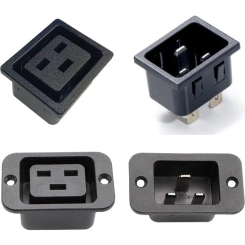 High quality Black 16A 250V IEC-C19/C20 universal Panel Mount adaptor plug connector socket PDU/UPS Industrial power plug socket