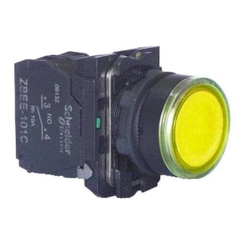 XB5AW35B1C XB5AW35B1 = ZB5AW353C + ZB5AW0B51C Orange flush illuminated push-button - Diam22 1NO+1NC 24V