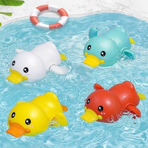Yellow Funny Duck Baby Bathing Shower Toys Water Floating Summer Swimming Game Cute Duck Clockwork Rowing Toys Kids Bathtub Toys