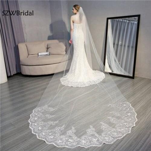 New Arrival Wedding veil 2021 White Ivory In stock 4 Meter Sexy wedding accessories veu de noiva Bridal veil voile mariage velo