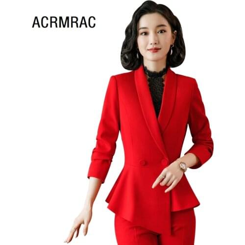 Women suits Long sleeve irregular blazers pants Office Lady Formal Work clothes women pants suits woman set suits AXE-2020