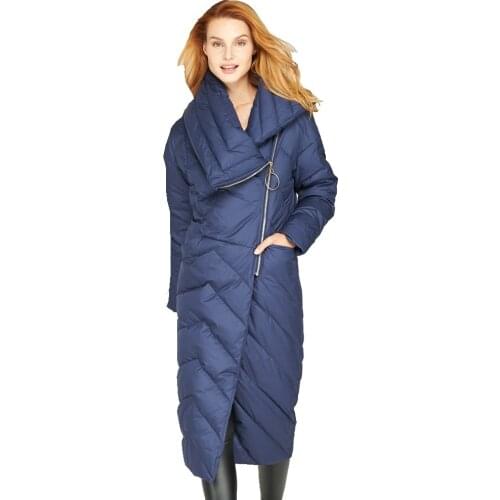 Winter Irregular scarf collar warm down coat womens fashion long down jacket thicken keep warm down coat women EF2288