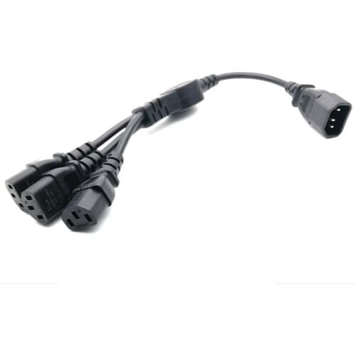 0.3M IEC 320 C14 Male Plug to 3XC13 Female Y Type Splitter Power Cord 10A, 250V,C14 to 3 x C13 Power Adapter Cable